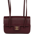 Mini Preppy Coco Clutch with Straps Dark Burgundy Shiny Caviar Brushed Gold Hardware