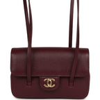 Mini Preppy Coco Clutch with Straps Dark Burgundy Shiny Caviar Brushed Gold Hardware