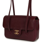 Mini Preppy Coco Clutch with Straps Dark Burgundy Shiny Caviar Brushed Gold Hardware
