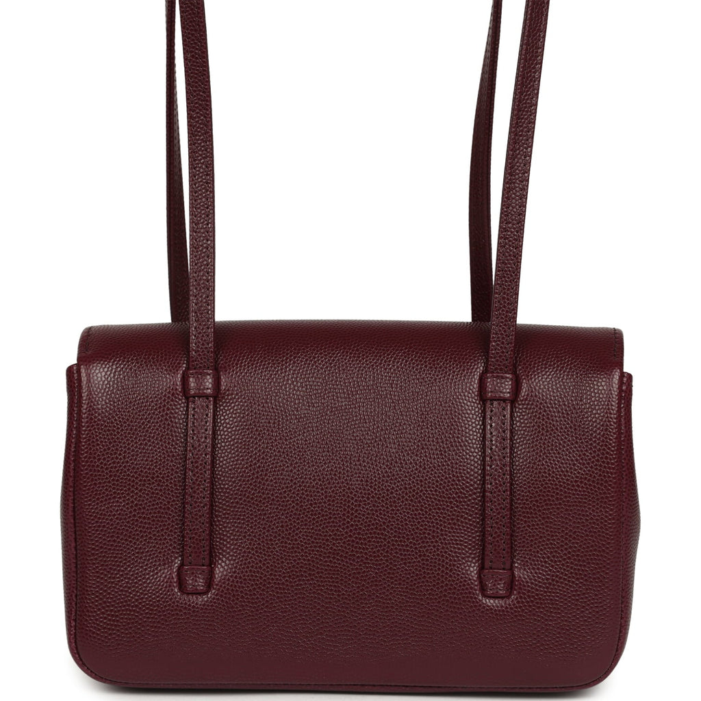 Mini Preppy Coco Clutch with Straps Dark Burgundy Shiny Caviar Brushed Gold Hardware