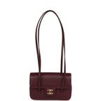 Mini Preppy Coco Clutch with Straps Dark Burgundy Shiny Caviar Brushed Gold Hardware