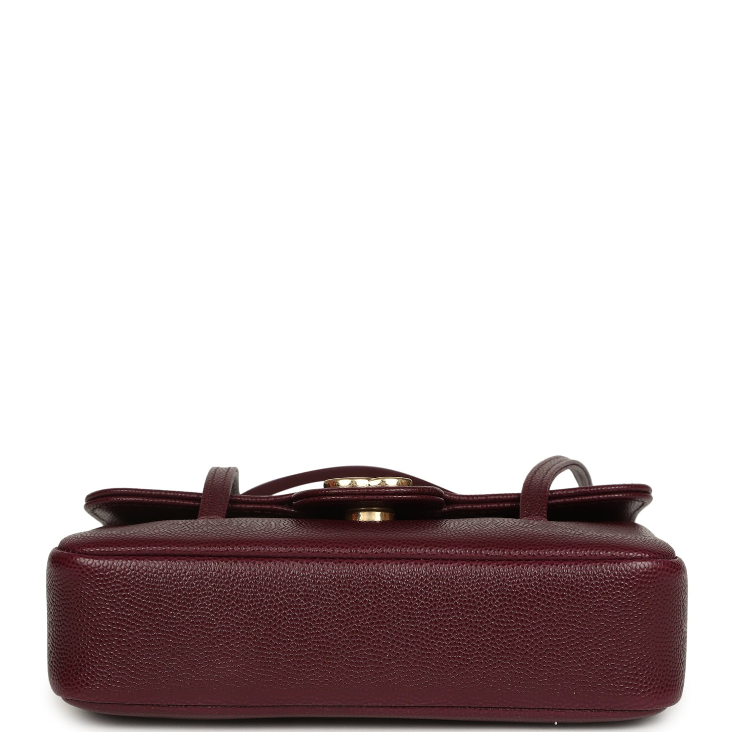 Mini Preppy Coco Clutch with Straps Dark Burgundy Shiny Caviar Brushed Gold Hardware