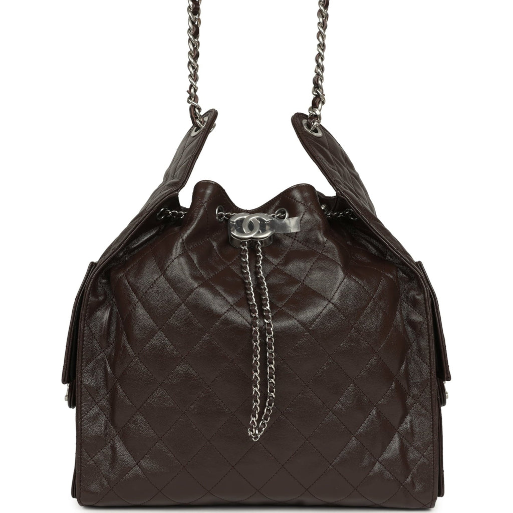 Medium 25 Hobo Bag Dark Brown Shiny Aged Calfskin Silver Hardware