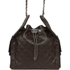 Medium 25 Hobo Bag Dark Brown Shiny Aged Calfskin Silver Hardware