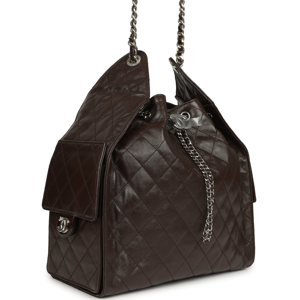 Medium 25 Hobo Bag Dark Brown Shiny Aged Calfskin Silver Hardware
