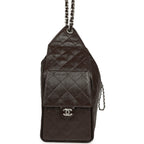 Medium 25 Hobo Bag Dark Brown Shiny Aged Calfskin Silver Hardware