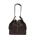 Medium 25 Hobo Bag Dark Brown Shiny Aged Calfskin Silver Hardware