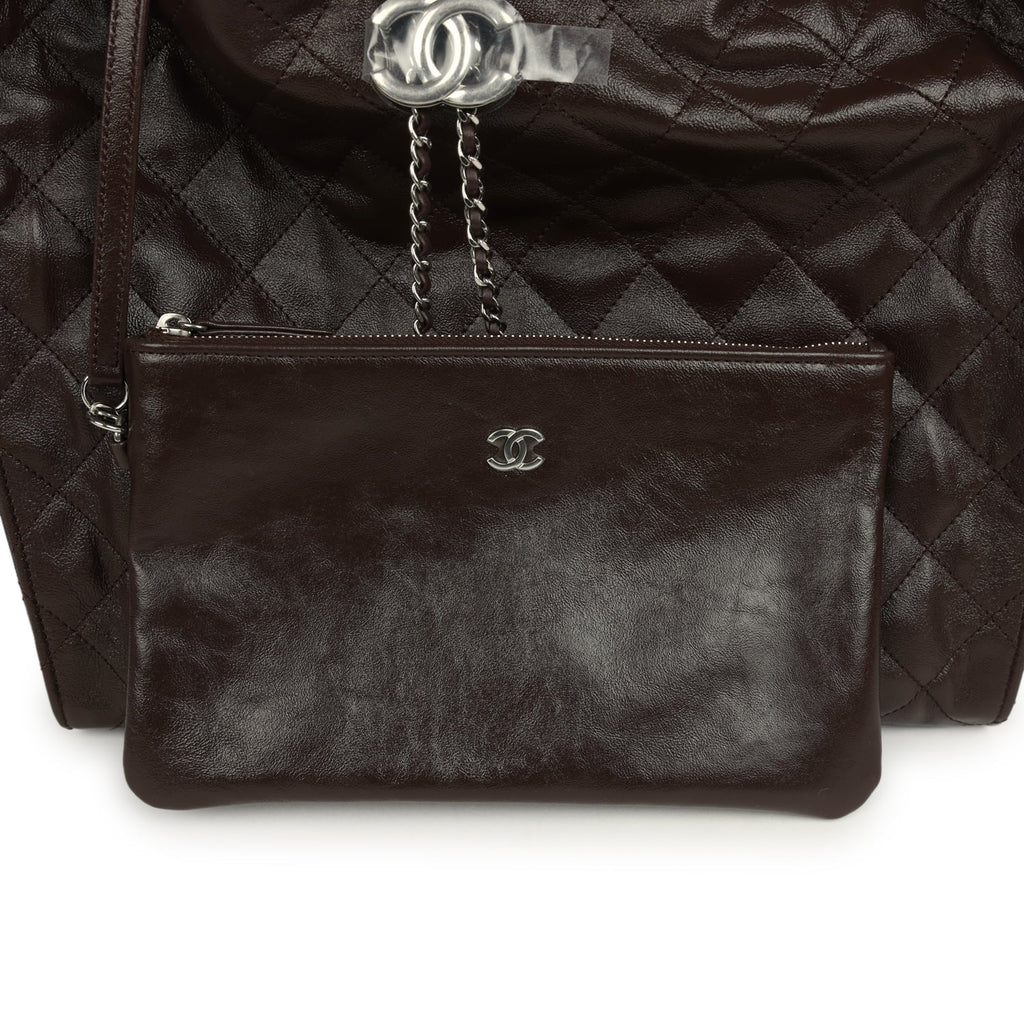 Medium 25 Hobo Bag Dark Brown Shiny Aged Calfskin Silver Hardware
