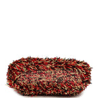 Small Fringe Kelly Red, Beige, Black Raffia Wood and Light Gold Hardware
