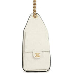 Small 25 Hobo Bag White Raffia and Black Calfskin Antique Gold Hardware