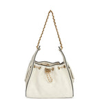 Small 25 Hobo Bag White Raffia and Black Calfskin Antique Gold Hardware