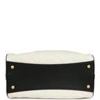Small 25 Hobo Bag White Raffia and Black Calfskin Antique Gold Hardware