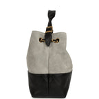 Small Coco Base Hobo Bag Grey Suede and Black Shiny Lambskin Brushed Gold Hardware