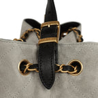 Small Coco Base Hobo Bag Grey Suede and Black Shiny Lambskin Brushed Gold Hardware