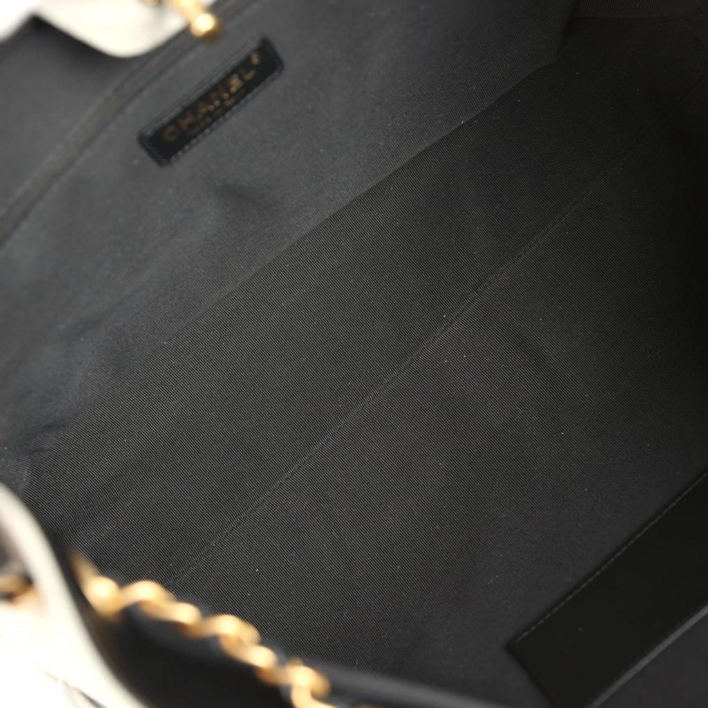 Small Coco Base Hobo Bag Grey Suede and Black Shiny Lambskin Brushed Gold Hardware