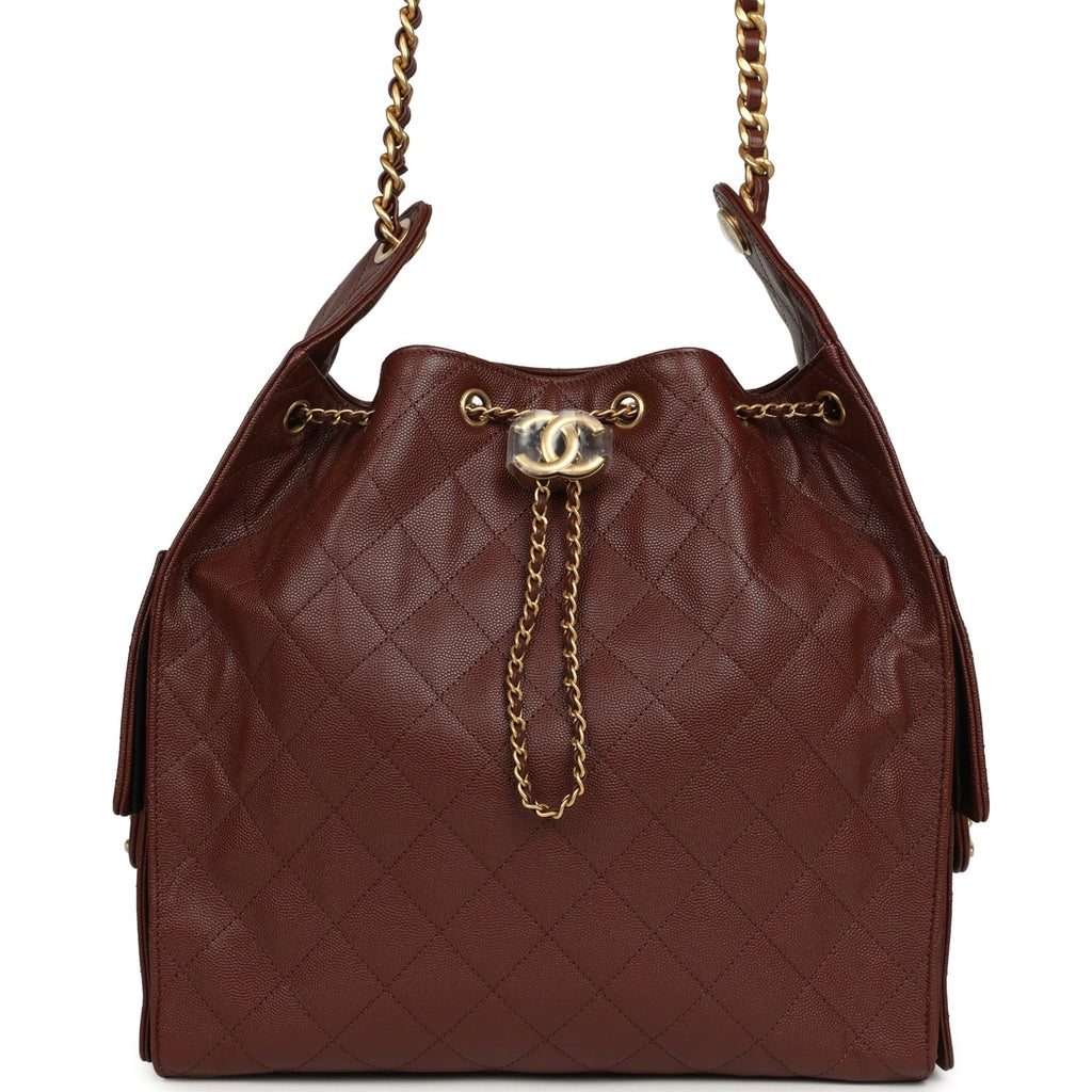 Medium 25 Hobo Bag Brown Caviar Antique Gold Hardware
