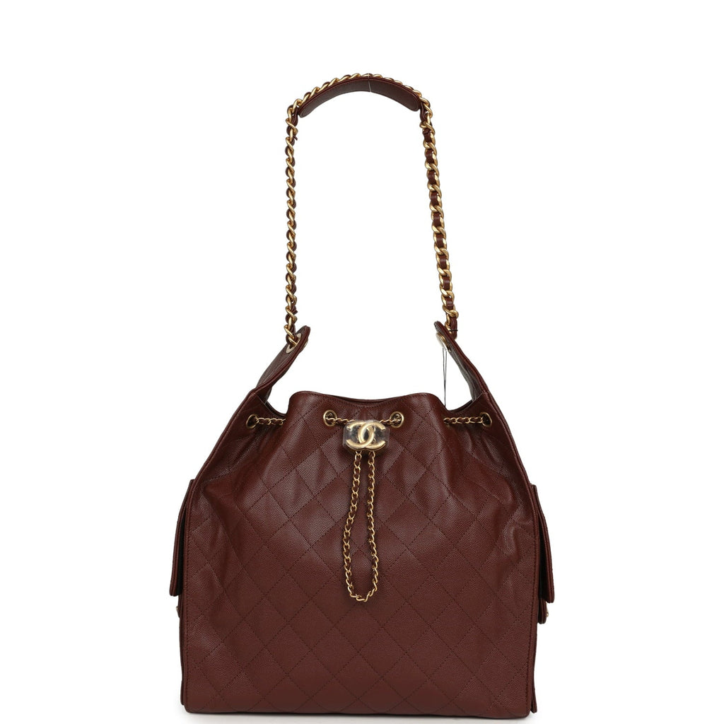 Medium 25 Hobo Bag Brown Caviar Antique Gold Hardware