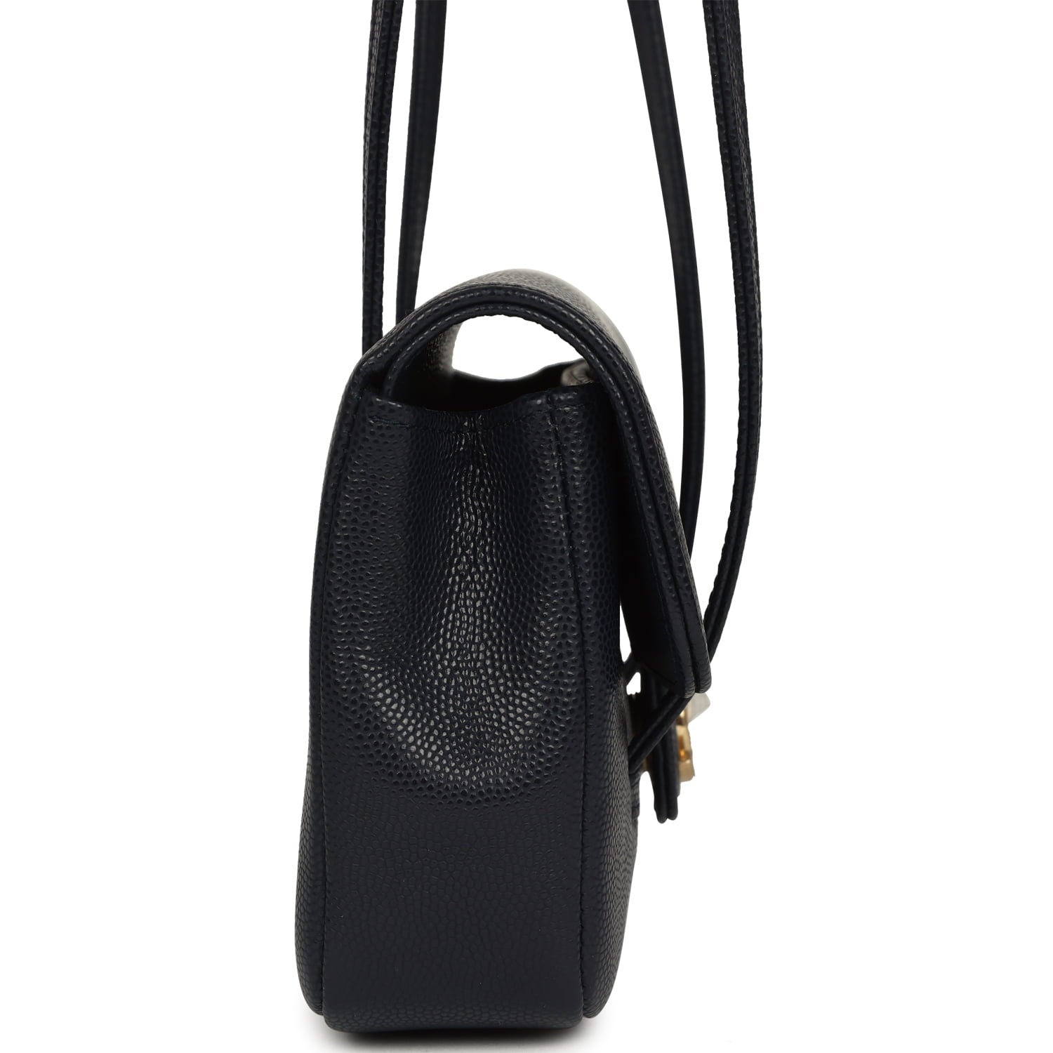 Mini Preppy Coco Clutch with Straps Navy Blue Shiny Caviar Brushed Gold Hardware
