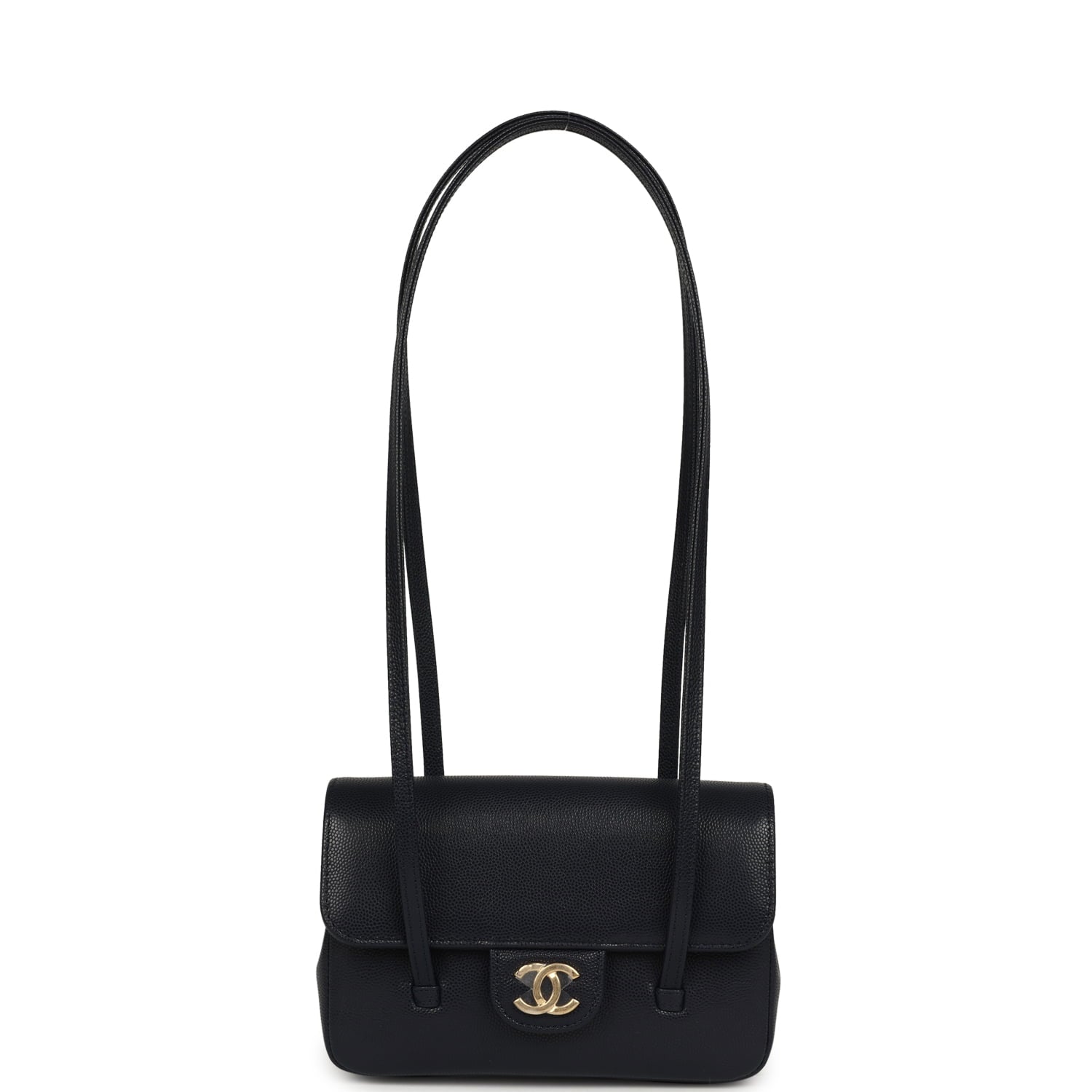 Mini Preppy Coco Clutch with Straps Navy Blue Shiny Caviar Brushed Gold Hardware