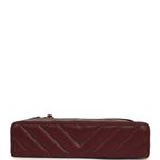 Chevron Top Handle Long Vanity Case with Chain Dark Burgundy Shiny Caviar Gold Hardware