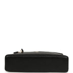 Top Handle Long Vanity Case with Chain Black Grained Goatskin Gold Hardware