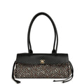 Small "Urban Essential" East West Shopping Tote Black Calfskin and Multi Tweed Gold Hardware