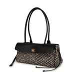Small "Urban Essential" East West Shopping Tote Black Calfskin and Multi Tweed Gold Hardware
