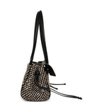 Small "Urban Essential" East West Shopping Tote Black Calfskin and Multi Tweed Gold Hardware