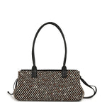 Small "Urban Essential" East West Shopping Tote Black Calfskin and Multi Tweed Gold Hardware