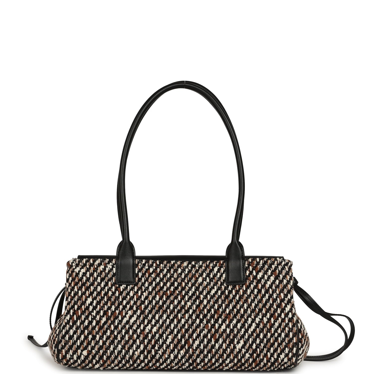 Small "Urban Essential" East West Shopping Tote Black Calfskin and Multi Tweed Gold Hardware