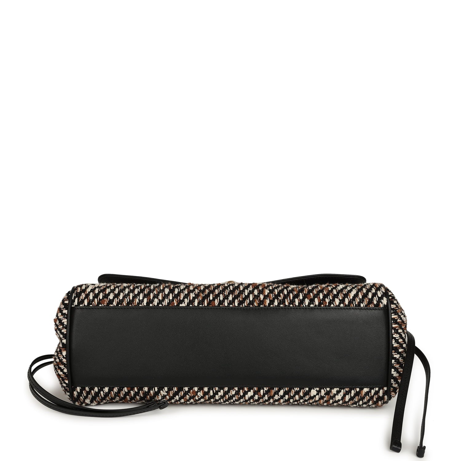 Small "Urban Essential" East West Shopping Tote Black Calfskin and Multi Tweed Gold Hardware