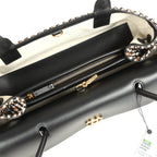 Small "Urban Essential" East West Shopping Tote Black Calfskin and Multi Tweed Gold Hardware