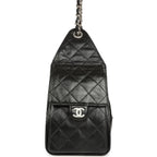 Small 25 Hobo Bag Black Shiny Aged Crumpled Calfskin Silver Hardware
