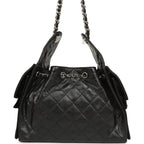 Small 25 Hobo Bag Black Shiny Aged Crumpled Calfskin Silver Hardware