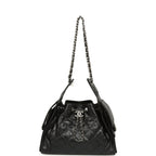 Small 25 Hobo Bag Black Shiny Aged Crumpled Calfskin Silver Hardware