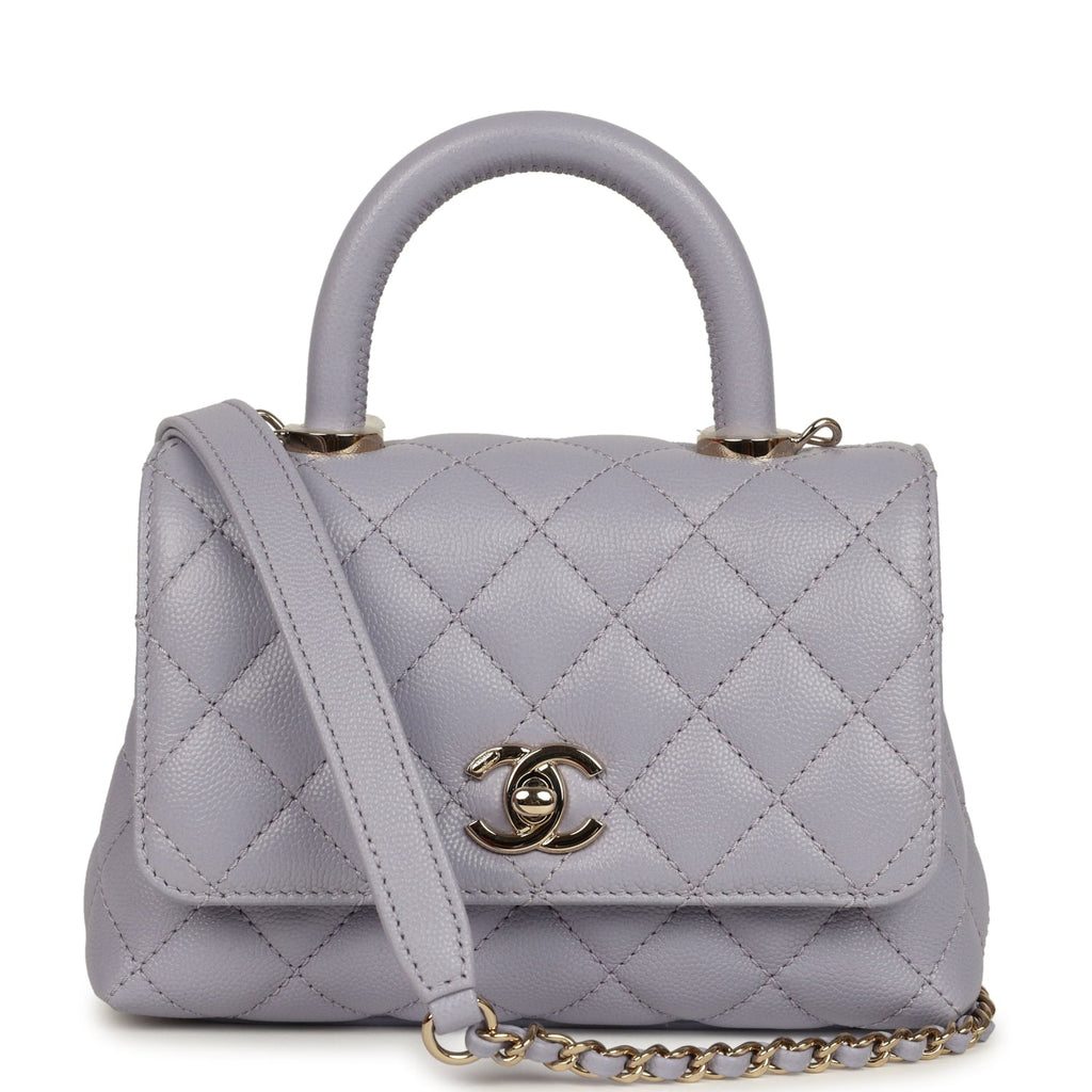 Micro Coco Top Handle Flap Light Purple Shiny Caviar Light Gold Hardware