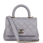 Micro Coco Top Handle Flap Light Purple Shiny Caviar Light Gold Hardware
