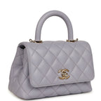 Micro Coco Top Handle Flap Light Purple Shiny Caviar Light Gold Hardware