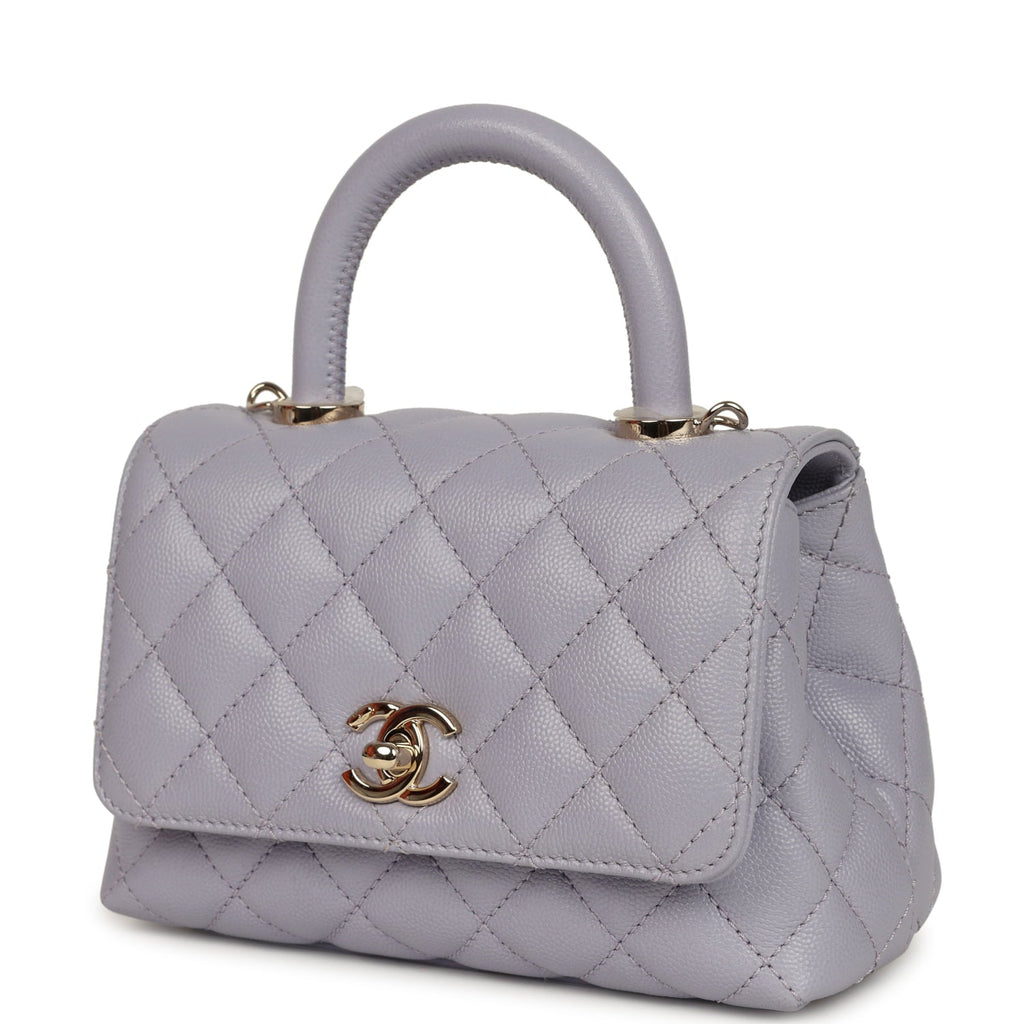 Micro Coco Top Handle Flap Light Purple Shiny Caviar Light Gold Hardware