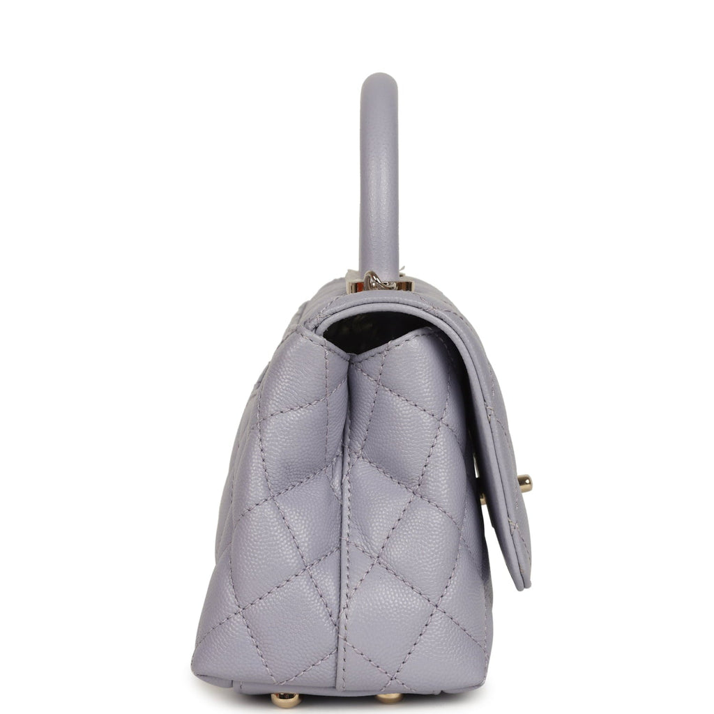 Micro Coco Top Handle Flap Light Purple Shiny Caviar Light Gold Hardware
