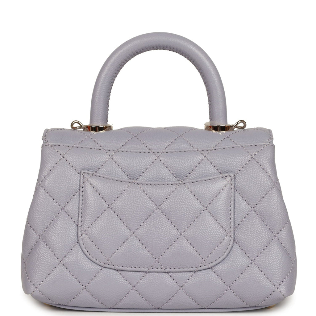 Micro Coco Top Handle Flap Light Purple Shiny Caviar Light Gold Hardware