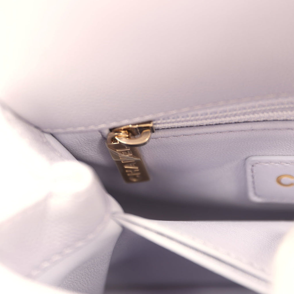 Micro Coco Top Handle Flap Light Purple Shiny Caviar Light Gold Hardware