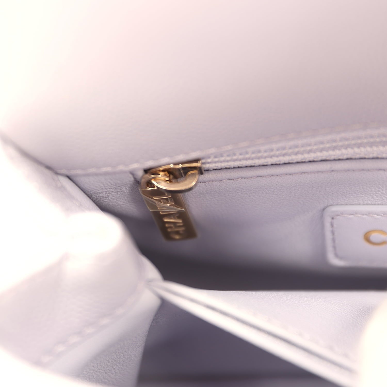 Micro Coco Top Handle Flap Light Purple Shiny Caviar Light Gold Hardware
