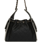 Small 25 Hobo Bag Black and White Calfskin Light Gold Hardware