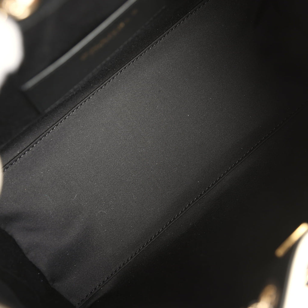 Small 25 Hobo Bag Black and White Calfskin Light Gold Hardware