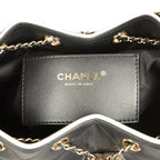 Small 25 Hobo Bag Black and White Calfskin Light Gold Hardware