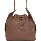 Medium 25 Hobo Bag Brown Caviar Antique Gold Hardware