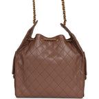 Medium 25 Hobo Bag Brown Caviar Antique Gold Hardware