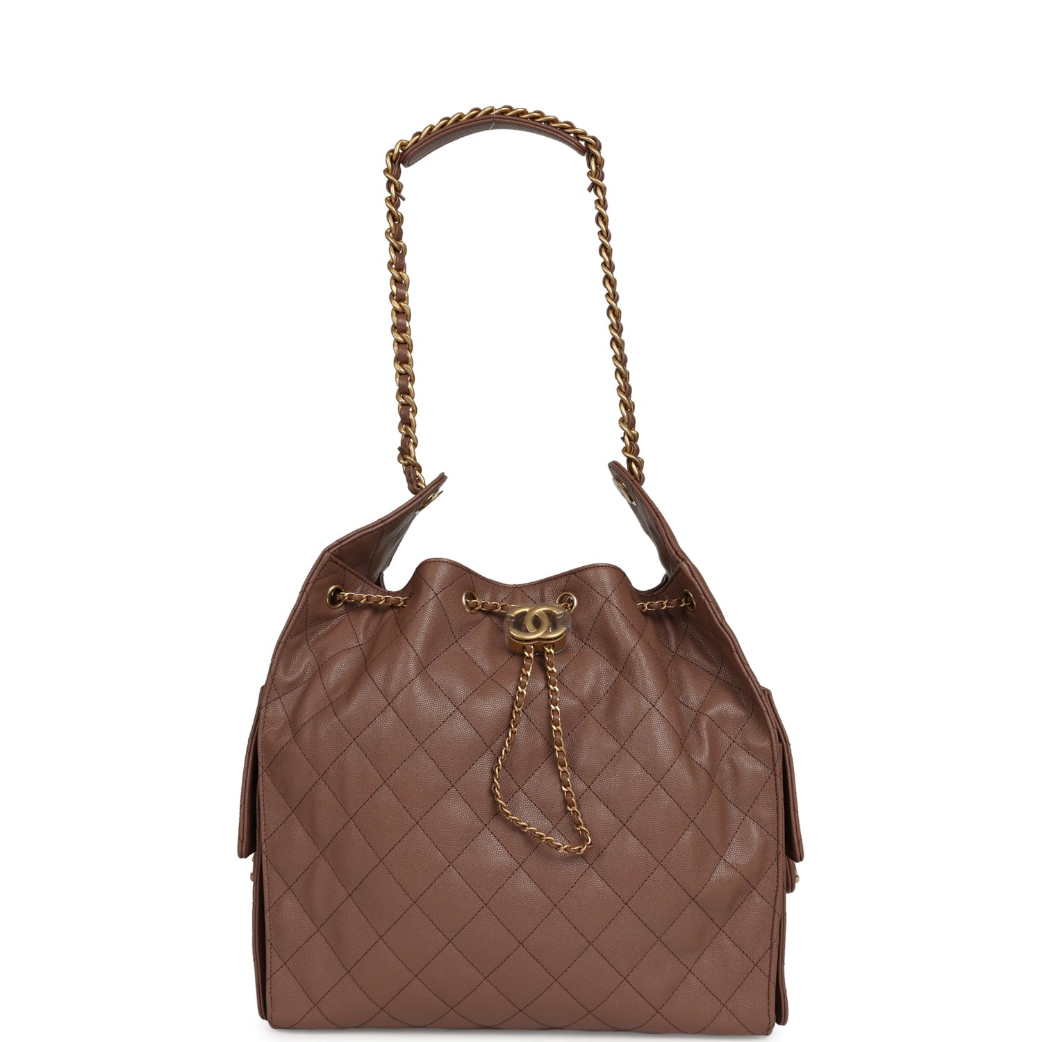 Medium 25 Hobo Bag Brown Caviar Antique Gold Hardware