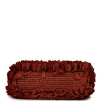 Small Fringe Kelly Dark Red Raffia Wood and Light Gold Hardware